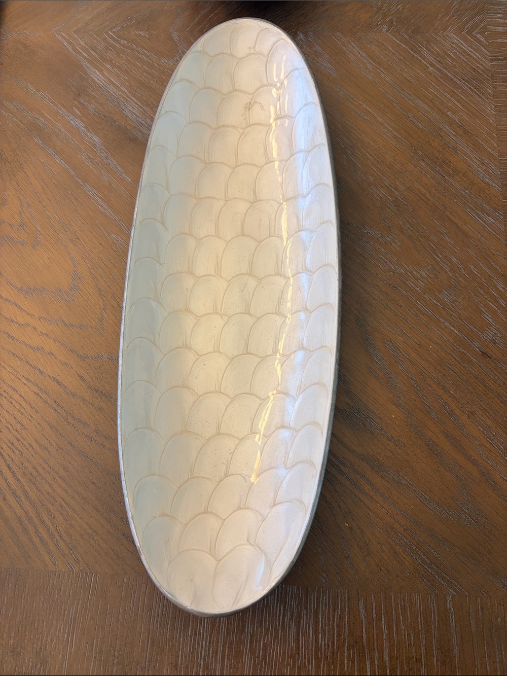 Ceramic Oval Decorative Tray in Cream